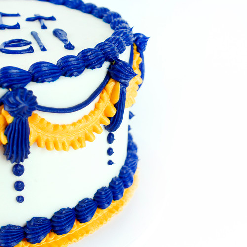 Blue & Gold Vintage Graduation Cake View 2
