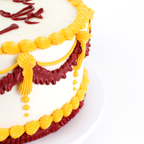 Red & Gold Vintage Graduation Cake View 2