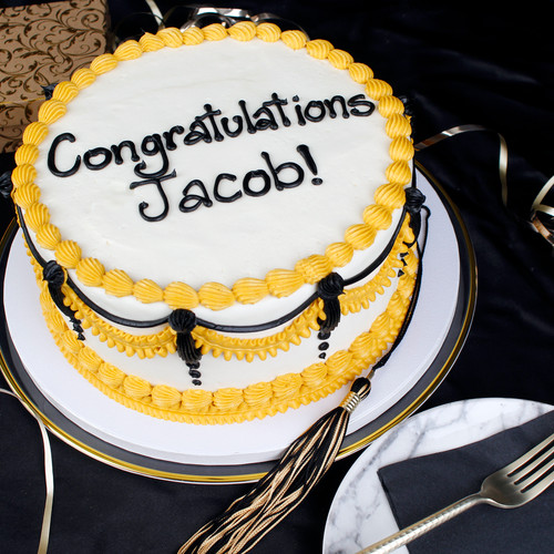 Black & Gold Vintage Graduation Cake View 2