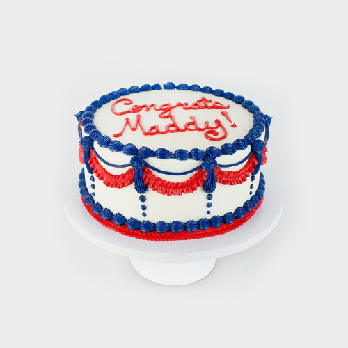 Red & Blue Vintage Graduation Cake