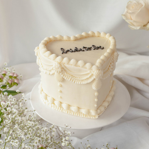 White Vintage Heart Cake view 1